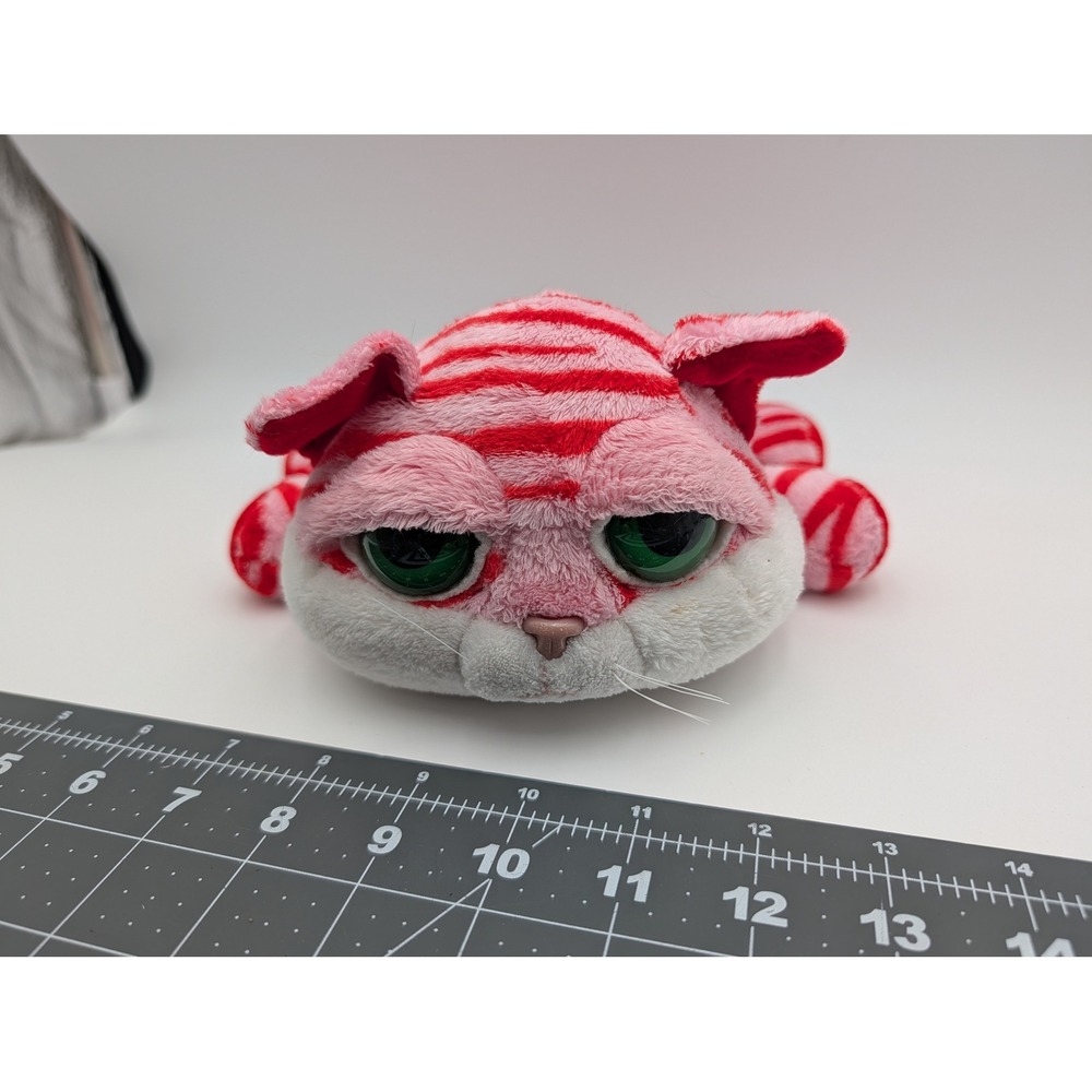 Russ Callie Cat‎ Plush Pink Red Striped Peppermint Large Green Eyes 8 Inch